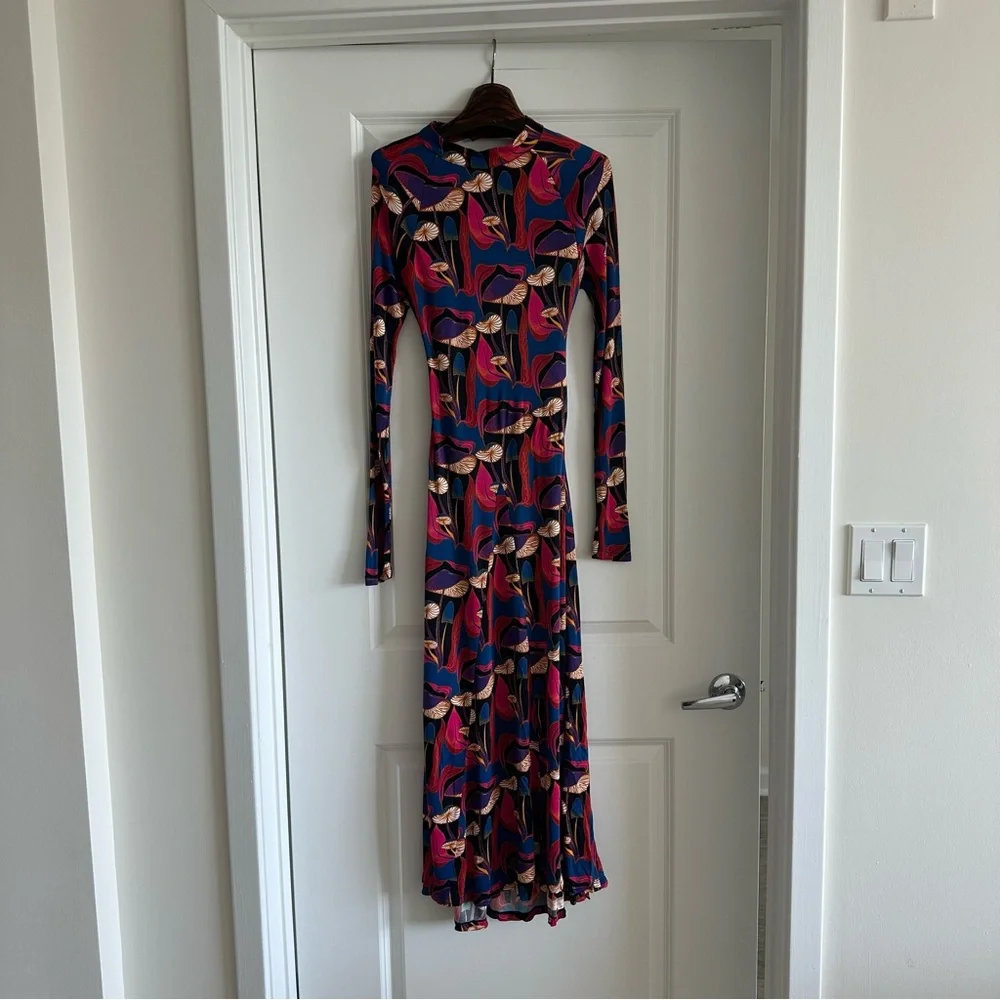 Farm Rio Wild Mushrooms Black Jersey Midi Dress - Picture 4 of 8